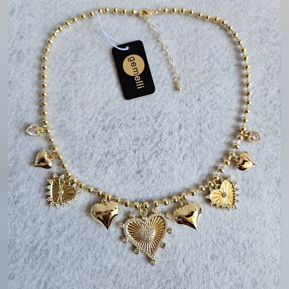 Gemelli Gold-Tone  Heart Charm Necklace